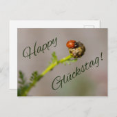 Carte Postale Joyeux Glückstag - mit Marienkäfer ! (Devant / Derrière)