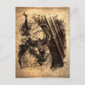 Carte Postale Joyeux Gnome assis sur un champignon jouant d'une  (Devant)