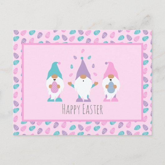 Carte Postale Joyeux Gnome de Pâques Jonglant des oeufs de Pâque (Devant)