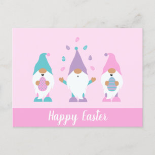 Carte Postale Joyeux Gnome de Pâques Jongler oeufs de Pâques Car