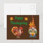 Carte Postale Joyeux Gnome de Thanksgiving (Devant / Derrière)