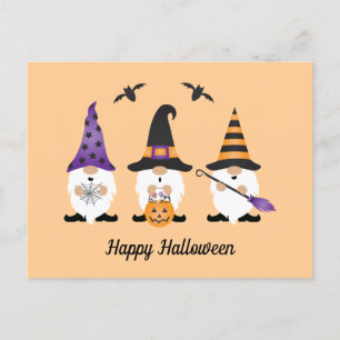 Carte Postale Joyeux Gnomes d'Halloween violet orange
