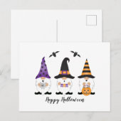 Carte Postale Joyeux Gnomes d'Halloween violet orange (Devant / Derrière)