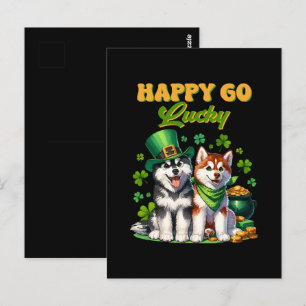 Carte Postale Joyeux Go Lucky Cute Husky St. Patricks Day