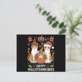 Carte Postale Joyeux Hallothanksmas Chats Halloween Noël (Debout devant)