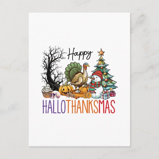 Carte Postale Joyeux Hallothanksmas Clipart (Devant)