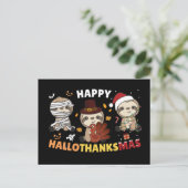 Carte Postale Joyeux Hallothanksmas Sloth Christmas Holiday Post (Debout devant)