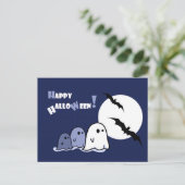 Carte Postale Joyeux Halloween. Amusant Petit Fantôme (Debout devant)