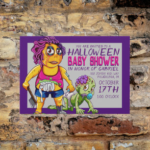 Carte Postale Joyeux Halloween   Baby shower Zombie