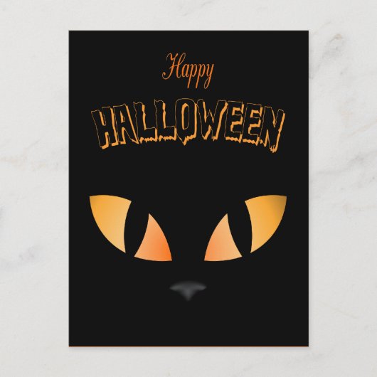Carte Postale Joyeux Halloween Black Cat Eyes (Devant)
