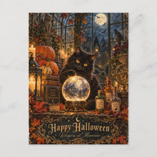 Carte Postale Joyeux Halloween – Chat noir Boule de cristal
