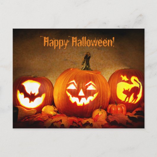 Carte Postale Joyeux Halloween Citrouille (Devant)