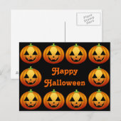 Carte postale Joyeux Halloween Citrouille (Devant / Derrière)
