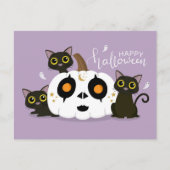Carte Postale Joyeux Halloween Citrouille celtique et chats noir (Devant)