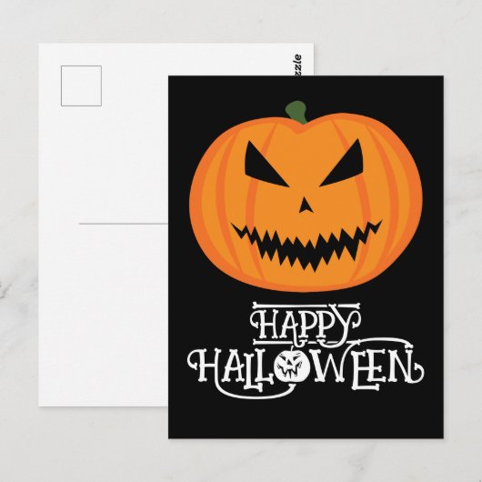 Carte Postale Joyeux Halloween Citrouille de Jack O'Lantern cool (Devant / Derrière)
