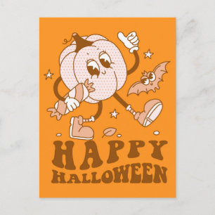 Carte Postale Joyeux Halloween  Citrouille de points de Polka ré