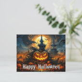 Carte Postale Joyeux Halloween | Citrouille fâcheux (Debout devant)