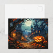 Carte Postale Joyeux Halloween | Citrouille infime et bien éclai (Devant / Derrière)