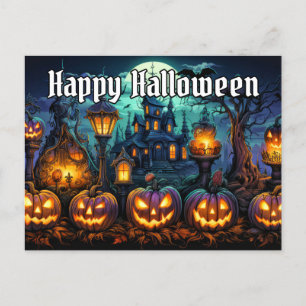 Carte Postale Joyeux Halloween CITROUILLES ÉFFRAYANTS