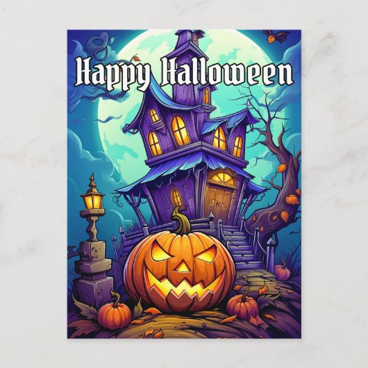 Carte Postale Joyeux Halloween | CITROUILLES ÉFFRAYANTS (Devant)