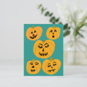 Carte Postale Joyeux Halloween Citrouilles Jack-O-Lanterns (Debout devant)