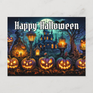 Carte Postale Joyeux Halloween Citrouilles Néfastes Sombres