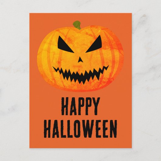 Carte Postale Joyeux Halloween Cool effrayant Jack O'Lantern cit (Devant)