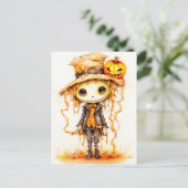 Carte Postale Joyeux Halloween | Cute Little Scarecrow (Debout devant)
