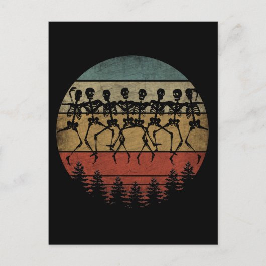 CARTE POSTALE JOYEUX HALLOWEEN DANSE SQUELETTE (Devant)