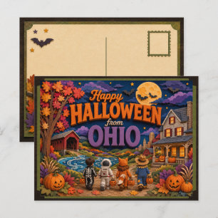 Carte Postale Joyeux Halloween des enfants de l'Ohio