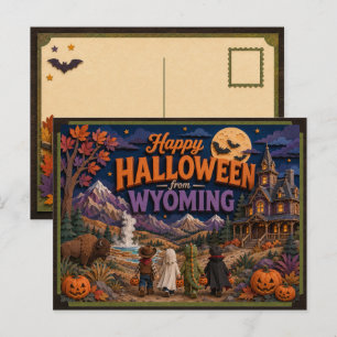 Carte Postale Joyeux Halloween des enfants du Wyoming