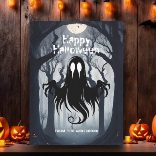 Carte Postale Joyeux Halloween Éffrayant Fantôme Haunted Forest