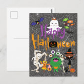 Carte Postale Joyeux Halloween Enfants mignonnes et Éffrayants (Devant / Derrière)