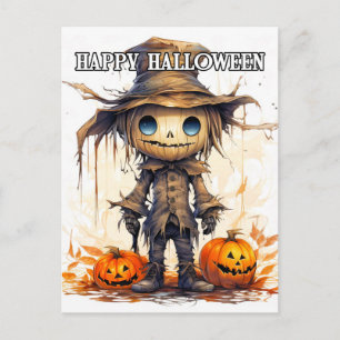Carte Postale Joyeux Halloween Épouvantail Ragdoll Mignon