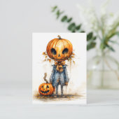 Carte Postale Joyeux Halloween Étrange Diable Citrouille (Debout devant)