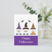 Carte Postale Joyeux Halloween Gnomes Violet Orange (Debout devant)