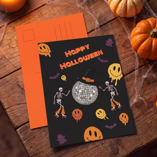 Carte Postale Joyeux Halloween Groovy Rétro Disco
