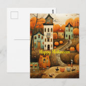 Carte Postale Joyeux Halloween illustration colorée (Devant / Derrière)