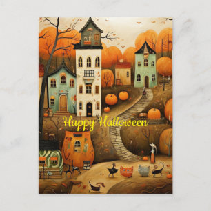 Carte Postale Joyeux Halloween illustration colorée