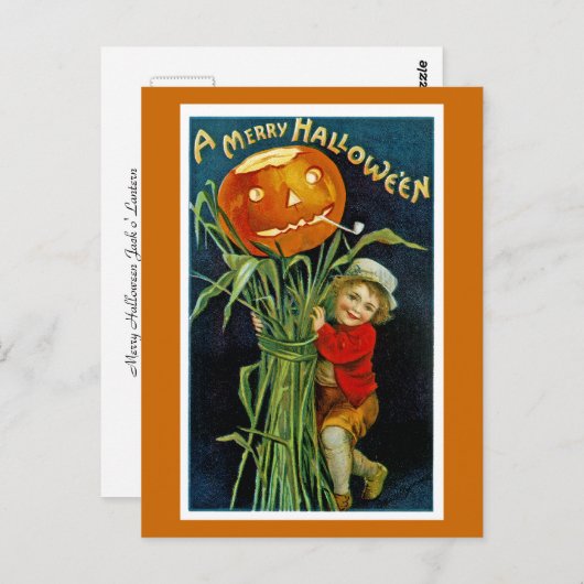 Carte Postale Joyeux Halloween Jack o' Lantern (Devant / Derrière)