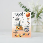 Carte Postale Joyeux Halloween. Jack O'Lantern amusant et petite (Debout devant)