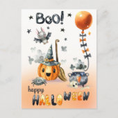 Carte Postale Joyeux Halloween. Jack O'Lantern amusant et petite (Devant)