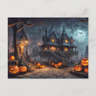 Carte Postale Joyeux Halloween   Logement Éffrayant hanté