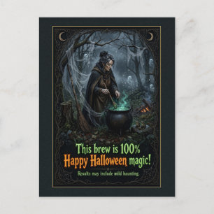 Carte Postale Joyeux Halloween Magic Sorcière Bouillon