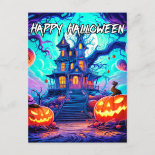 Carte Postale Joyeux Halloween   Maison Éffrayante hantée