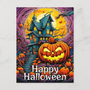 Carte Postale Joyeux Halloween   Maison Éffrayante hantée