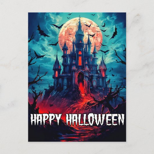 Carte Postale Joyeux Halloween | Maison hantée (Devant)