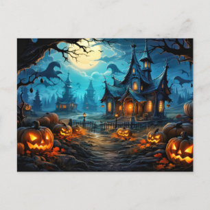 Carte Postale Joyeux Halloween   Manoir Éffrayant hanté