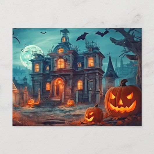 Carte Postale Joyeux Halloween | Manoir hanté (Devant)
