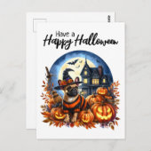 Carte Postale Joyeux Halloween Mignon Bouledogue Français (Devant / Derrière)